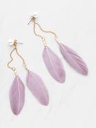 Romwe Feather Decorated Earrings With Faux Pearl