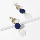 Romwe Layered Color Block Round Drop Earrings