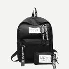 Romwe Slogan Ribbon Decor Backpack With Wallet