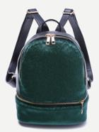 Romwe Green Faux Fur Covered Zip Front Backpack