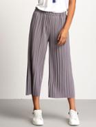 Romwe Grey Elastic Waist Pleated Pant