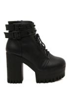 Romwe Pin Buckled Chunky-heel Botts