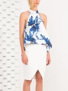 Romwe Halter Flower Print Wraped Dress