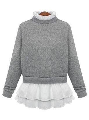 Romwe Loose Flouncing Grey Sweatshirt