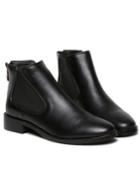 Romwe Black Square Toe Pu Elastic Boots
