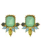 Romwe Small Green Gemstone Women Stud Stone Earrings