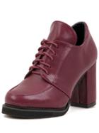 Romwe Wine Red Lace-up Chunky Heels