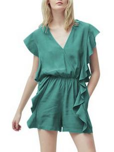 Romwe Surplice Front Ruffle Romper