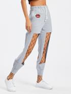 Romwe Cut Out Patch Detail Sweatpants