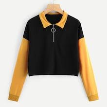 Romwe Drop Shoulder Collar Sweatshirt