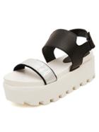 Romwe Silver Thick-soled Pu Casual Sandals