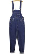 Romwe Straps Buttoned Loose Blue Denim Overalls