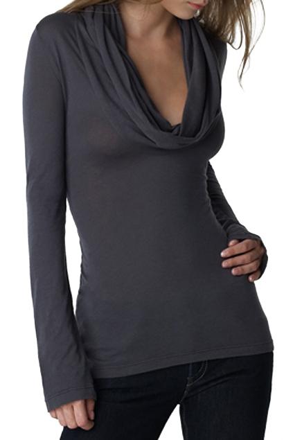 Romwe Grey Long Sleeved Slim T-shirt