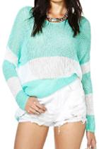 Romwe Hollow Color Block Knitted Jumper