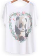 Romwe Panda Print Loose T-shirt