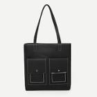 Romwe Double Pocket Side Tote Bag With Clutch