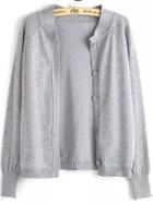 Romwe With Buttons Knit Grey Cardigan