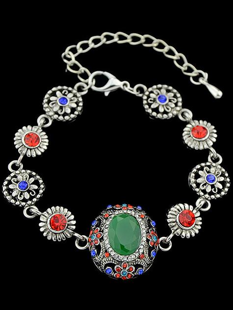 Romwe Green Diamond Link Bracelet