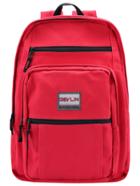 Romwe Red Classical Zipper Canvas Backpack