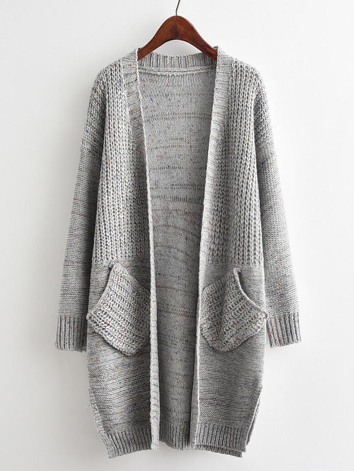 Romwe Space Dye Drop Shoulder Slit Side Cardigan