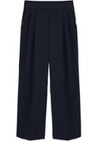 Romwe Pockets Loose Crop Navy Pant