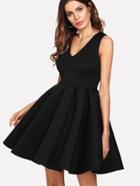 Romwe Box Pleated Fit & Flare Dress