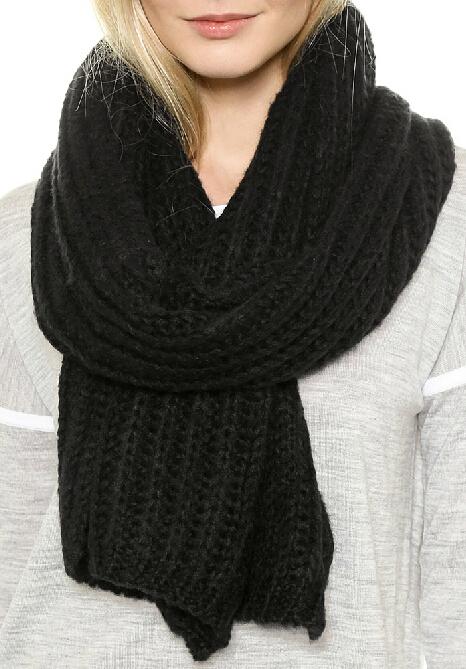 Romwe Black Cable Knit Scarf