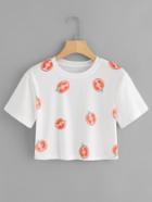 Romwe Tomato Print Crop Tee