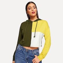 Romwe Cut-and-sew Crop Hoodie