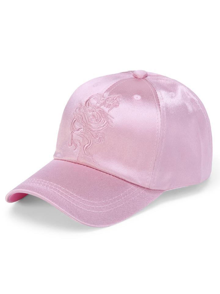 Romwe Dragon Embroidery Satin Baseball Cap