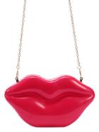 Romwe Hot Pink Lip Clutch With Chain