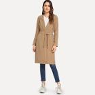 Romwe Self Tie Waist Hooded Coat