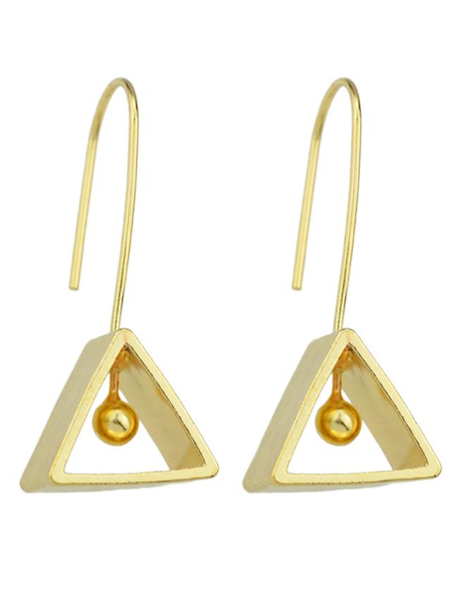 Romwe Gold Triangle Drop Earrings