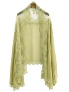 Romwe Yellow Floral Lace Voile Scarf