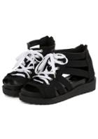 Romwe Black Thick-soled Shoelace Sandals