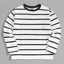 Romwe Men Drop Shoulder Striped Tee