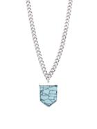 Romwe Turquoise Pendant Alloy Chain Necklace