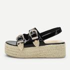 Romwe Double Buckle Slingback Espadrille Sandals