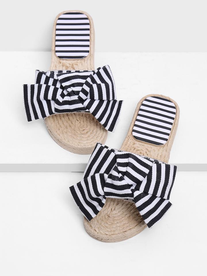 Romwe Bow Decor Striped Sandals