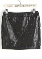 Romwe Black Contrast Pu Leather Rivet Skirt