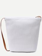 Romwe Grey Faux Leather Stripe Embossed Shoulder Bag
