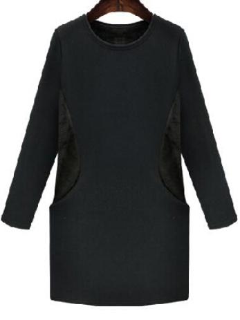 Romwe Pockets Bodycon Black Dress
