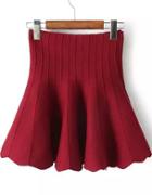 Romwe Flouncing High Waist Red Skirt
