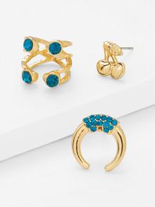 Romwe Horn & Cherry Design Earring Set
