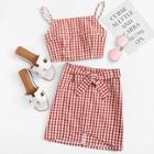Romwe Gingham Cami With Tie Detail Skirt