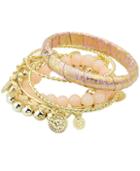 Romwe Gold Pink Tassel Multilayers Bracelet