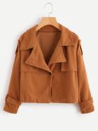 Romwe Revere Collar Layered Back Jacket