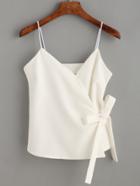 Romwe White Knotted Wrap Cami Top