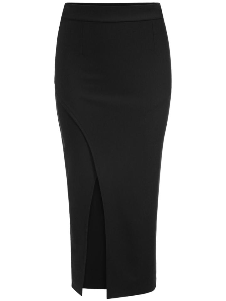 Romwe Knit Split Slim Skirt