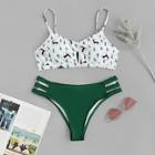 Romwe Random Pattern Cut-out Top With Mix And Match Bikini